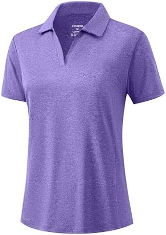 Women's short sleeve golf polo, heather dark purple