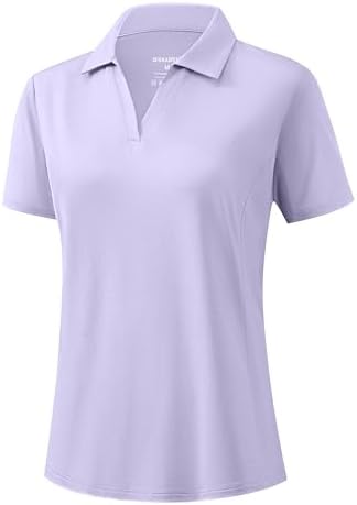 Women's short sleeve golf polo, heather light purple