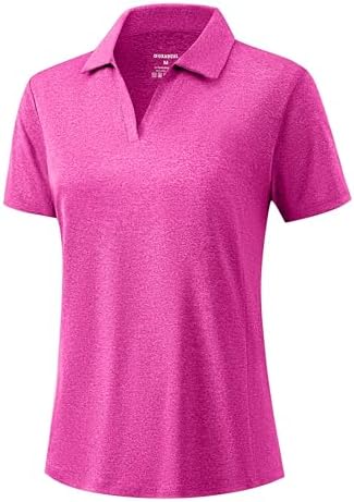 Women's short sleeve golf polo, heather rose