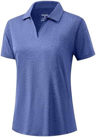 Women's short sleeve golf polo, heather royal blue