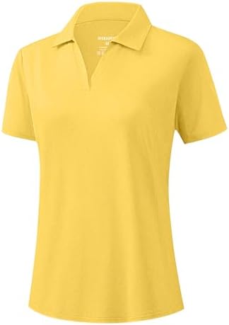 Women's short sleeve golf polo, heather yellow