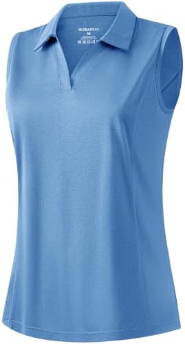 Women's sleeveless golf polo, blue heather