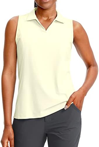 Women's sleeveless golf polo, lemon