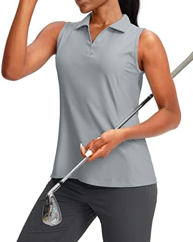 Women's sleeveless golf polo, light grey