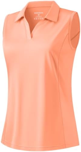 Women's sleeveless golf polo, peach