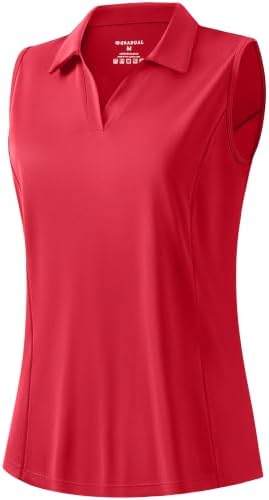 Women's sleeveless golf polo, red