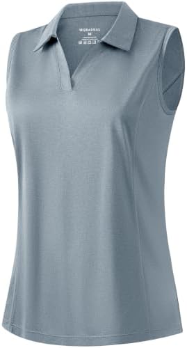 Women's sleeveless golf polo, sage grey heather