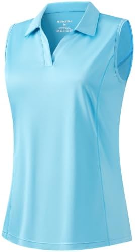 Women's sleeveless golf polo, sky blue