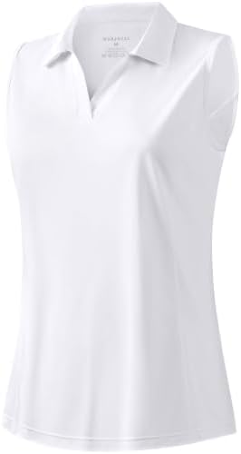 Women's sleeveless golf polo, white