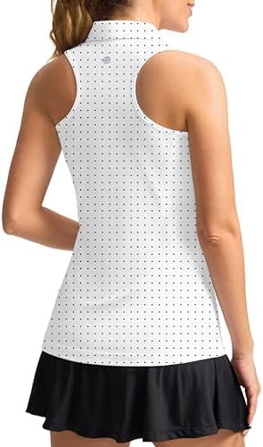 Women's sleeveless golf tank polo, black dot
