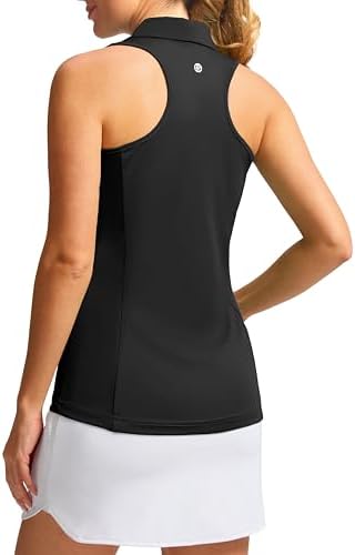 Women's sleeveless golf tank polo, black