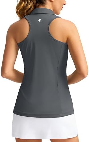 Women's sleeveless golf tank polo, dark grey