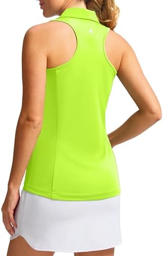 Women's sleeveless golf tank polo, fluorescent green