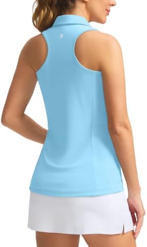 Women's sleeveless golf tank polo, light blue