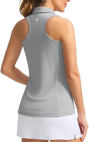 Women's sleeveless golf tank polo, light grey