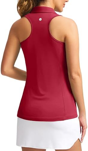 Women's sleeveless golf tank polo, red