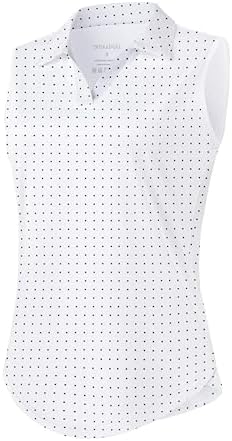 Women's sleeveless V-neck golf polo, black dot