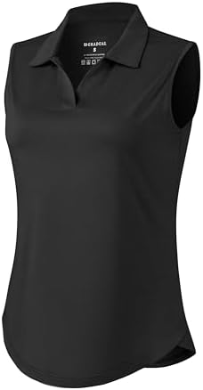 Women's sleeveless V-neck golf polo, black