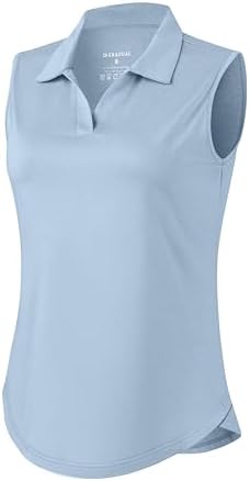 Women's sleeveless V-neck golf polo, heather grey blue