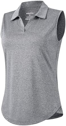 Women's sleeveless V-neck golf polo, heather grey