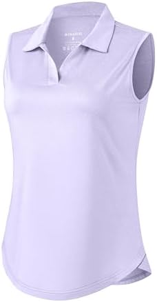 Women's sleeveless V-neck golf polo, heather light purple