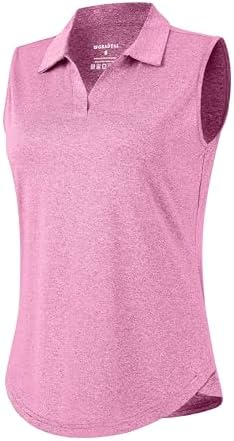 Women's sleeveless V-neck golf polo, heather light rose