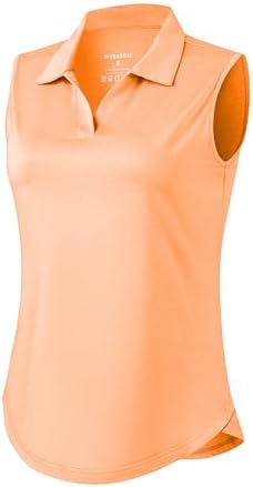 Women's sleeveless V-neck golf polo, heather orange