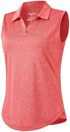 Women's sleeveless V-neck golf polo, heather red