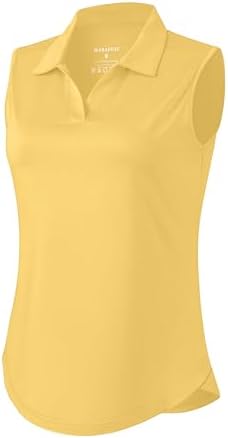 Women's sleeveless V-neck golf polo, heather yellow