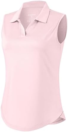 Women's sleeveless V-neck golf polo, peach