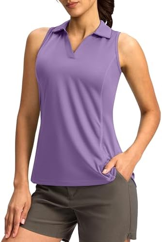 Women's sleeveless V-neck golf top, lavender