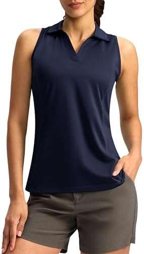 Women's sleeveless V-neck golf top, navy