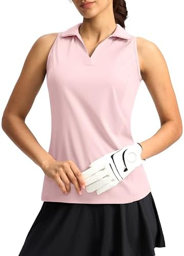 Women's sleeveless V-neck golf top, pink