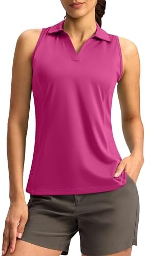Women's sleeveless V-neck golf top, rosy