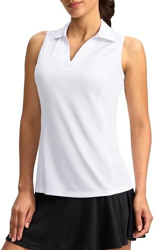 Women's sleeveless V-neck golf top, white