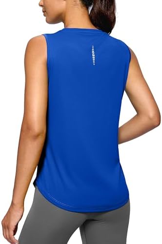 Women's sleeveless workout tank, blue