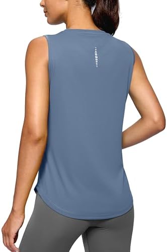 Women's sleeveless workout tank, dusty blue