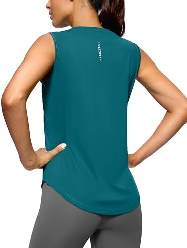 Women's sleeveless workout tank, harbor blue