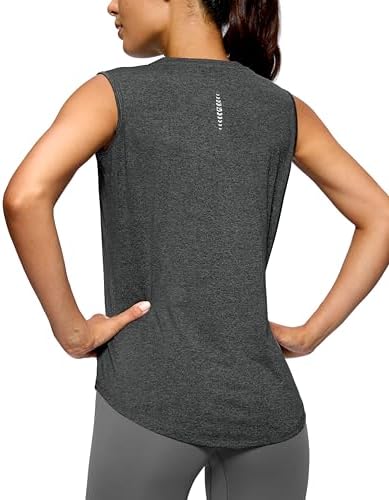 Women's sleeveless workout tank, heather black