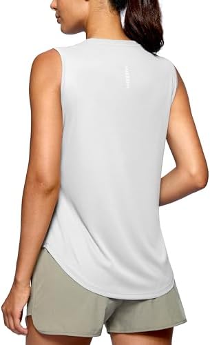 Women's sleeveless workout tank, light grey