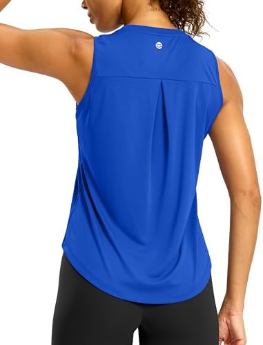 Women's sleeveless yoga tank, blue