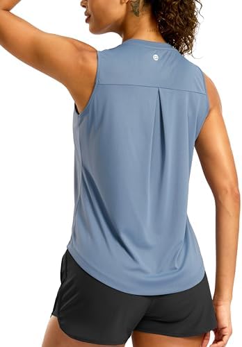 Women's sleeveless yoga tank, dusty blue