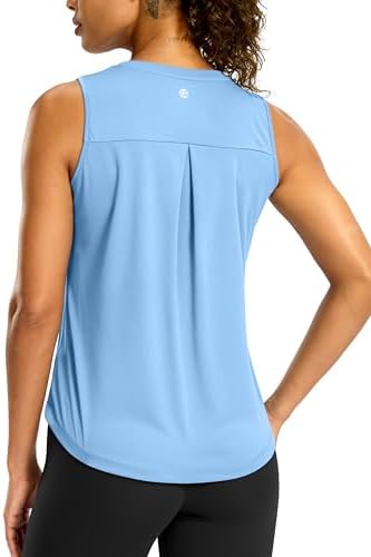 Women's sleeveless yoga tank, haze blue