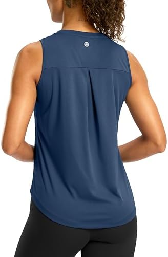 Women's sleeveless yoga tank, navy