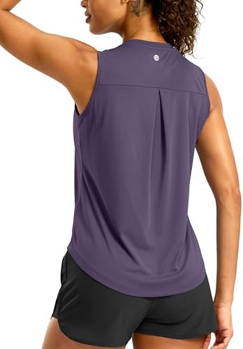 Women's sleeveless yoga tank, purple grey