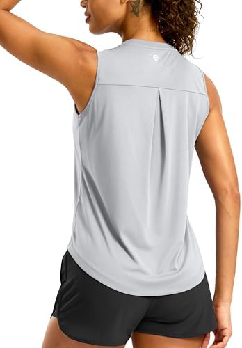 Women's sleeveless yoga tank, silver mist