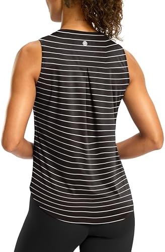 Women's sleeveless yoga tank, white stripe