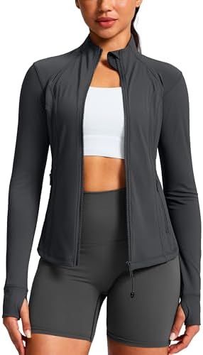 Women's slim-fit training jacket, dark grey