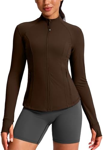 Women's slim-fit training jacket, fudge coffee