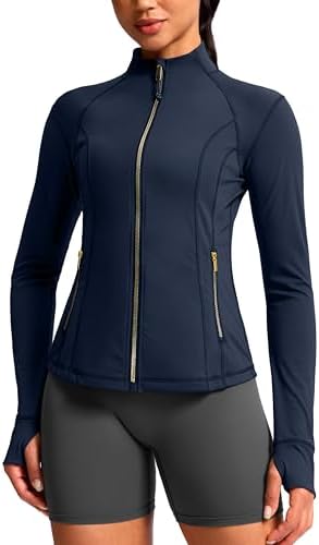 Women's slim-fit training jacket, navy#gold zip